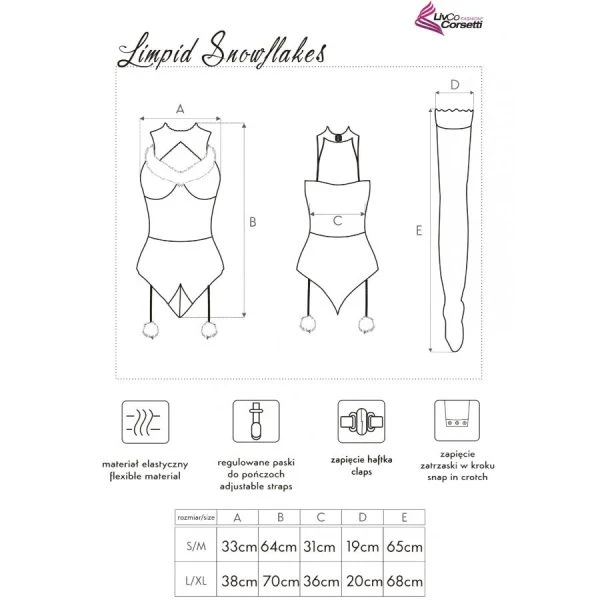 Livco Corsetti Fashion Body met Kousen en Kersthoofdband Limpid Snowflakes Livco Corsetti Fashion Body met Kousen en Kersthoofdband Limpid Snowflakes