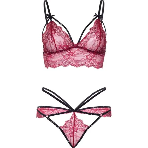 Leg Avenue BH-set met kantelen-bralette en string, bordeauxrood Leg Avenue BH-set met kantelen-bralette en string, bordeauxrood