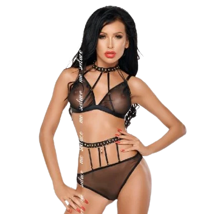Me-seduce Dotty Set Dessous van tule met BH en slipje