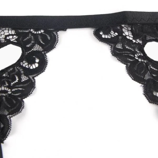 Subblime driedelig dessousset BH, jarretelgordel en string zwart