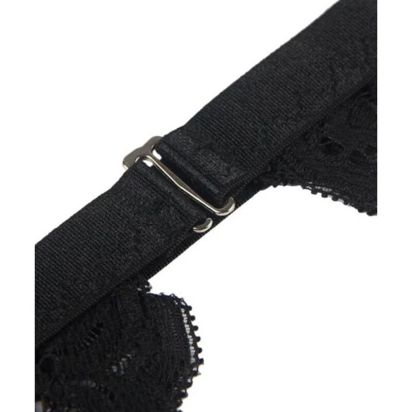 Subblime driedelig dessousset BH, jarretelgordel en string zwart