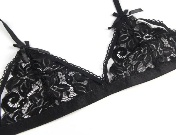Subblime driedelig dessousset BH, jarretelgordel en string zwart