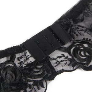Subblime 3-delige dessousset BH String Kousenband Bloemenprint Zwart Subblime 3-delige dessousset BH String Kousenband Bloemenprint Zwart - Afbeelding 11