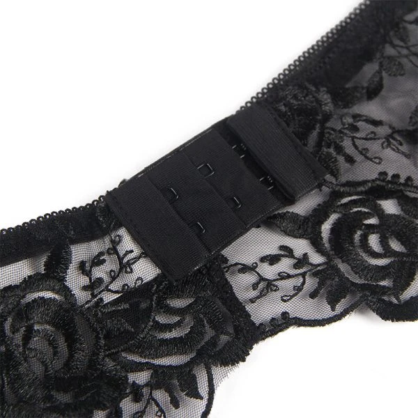 Subblime 3-delige dessousset BH String Kousenband Bloemenprint Zwart Subblime 3-delige dessousset BH String Kousenband Bloemenprint Zwart