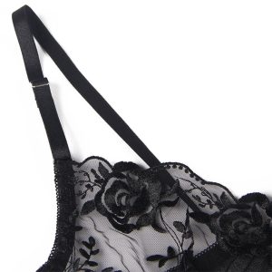 Subblime 3-delige dessousset BH String Kousenband Bloemenprint Zwart Subblime 3-delige dessousset BH String Kousenband Bloemenprint Zwart - Afbeelding 12