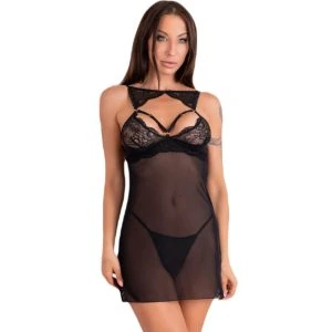 Livco Corsetti Fashion Chemise with Tanga Krolina LC 90734 Black