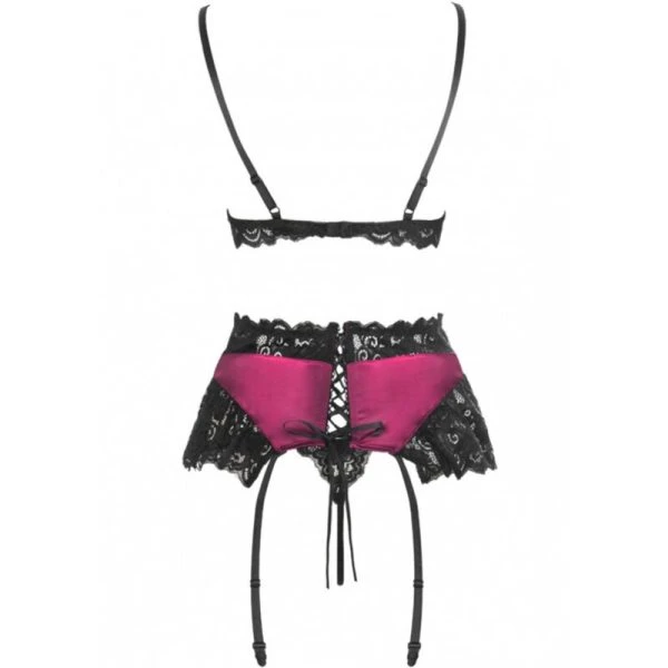 Livco Corsetti Fashion Dessous-set van satijn en kant, bordeaux/zwart