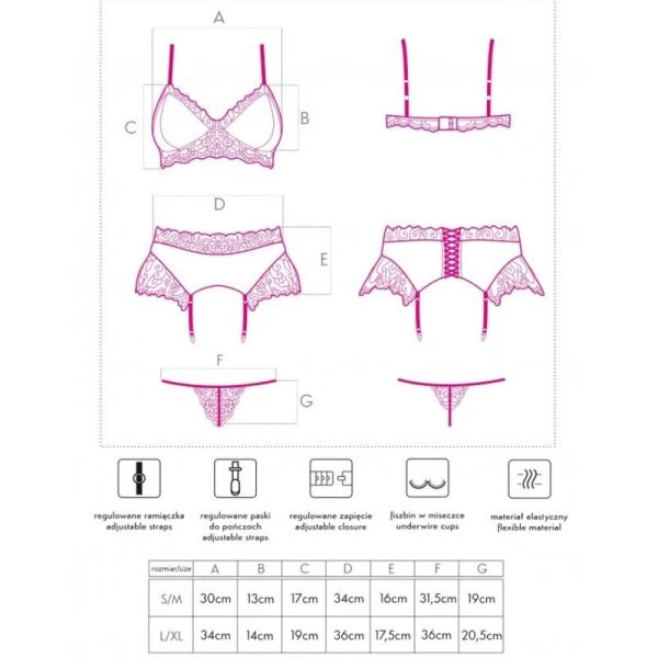 Livco Corsetti Fashion Dessous-set van satijn en kant, bordeaux/zwart