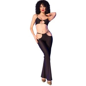 Chilirose lingerie set with top and leggings, black with gold