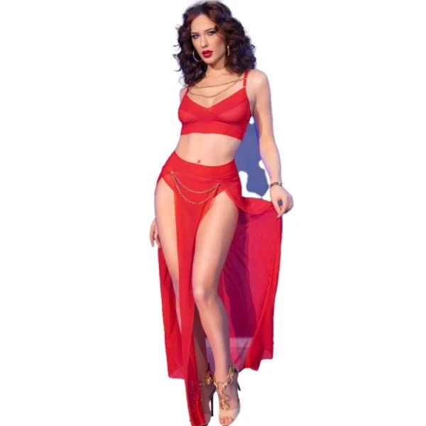 img_201526_0d3d5a1a9b55372496eb00b5c506b504_1.jpg Chilirose Rood Tüll-Top en Leggings-Set met gouden Accessoires