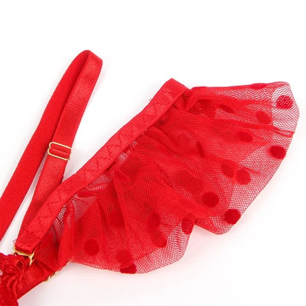 Subblime kantige BH met jarretelgordel en slip set rood
