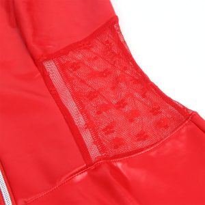 Subblime leren jurk met kantrits in het rood Subblime leren jurk met kantrits in het rood - Afbeelding 6