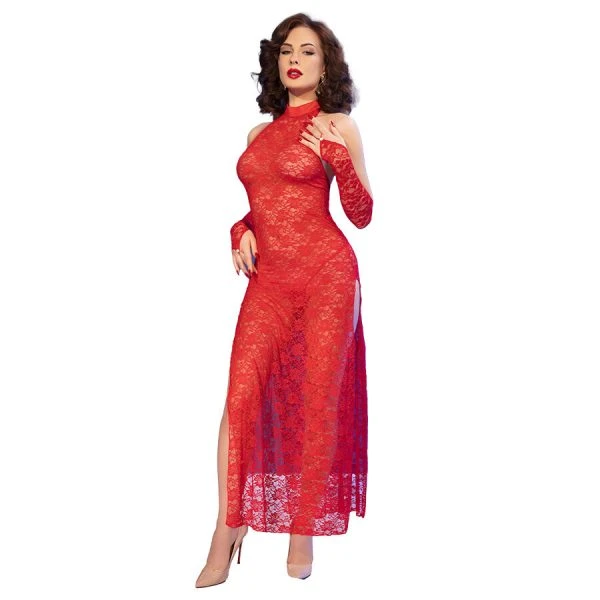 Chilirose Kantenjurk CR 4853 met Handschoenen in Rood Chilirose Kantenjurk CR 4853 met Handschoenen in Rood