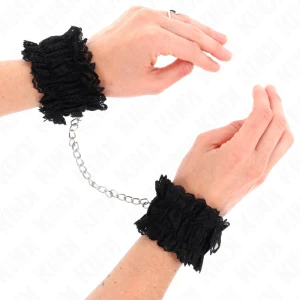 Kink Elastische Handgelenksfesseln aus Spitze, Schwarz
