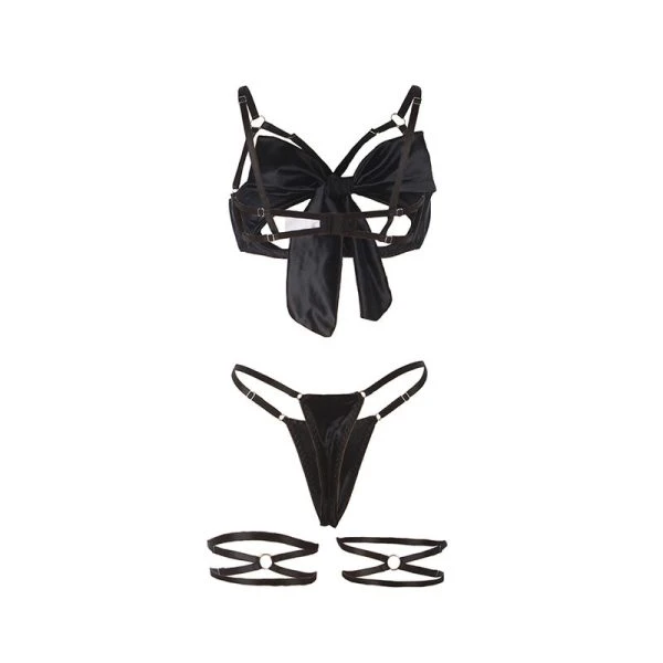 Subblime BH-set met zwarte strik, open cup, S/M
