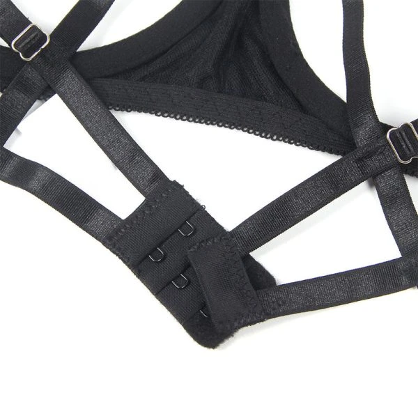 Subblime BH-set met zwarte strik, open cup, S/M