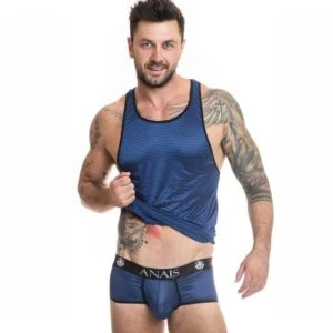 Anais Luxury Lingerie Herren-Tanktop Naval Top aus Tüll mit Satinstreifen