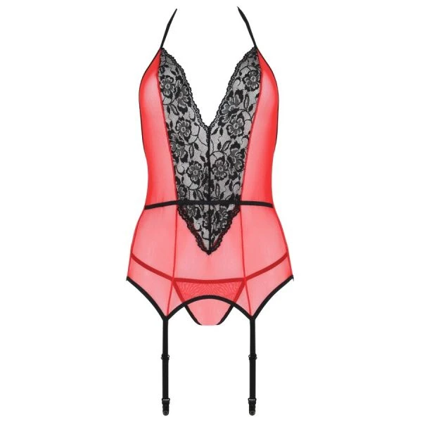Passion Peonia Korset met kant en tule, rood
