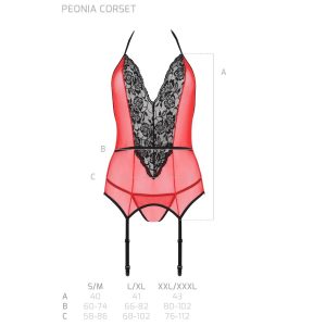 Passion Peonia Korset met kant en tule, rood Passion Peonia Korset met kant en tule, rood - Afbeelding 6