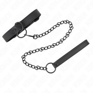 Kink Linnenhalsband met riem voor BDSM-controle, verstelbaar, donker Kink Linnenhalsband met riem voor BDSM-controle, verstelbaar, donker - Afbeelding 2