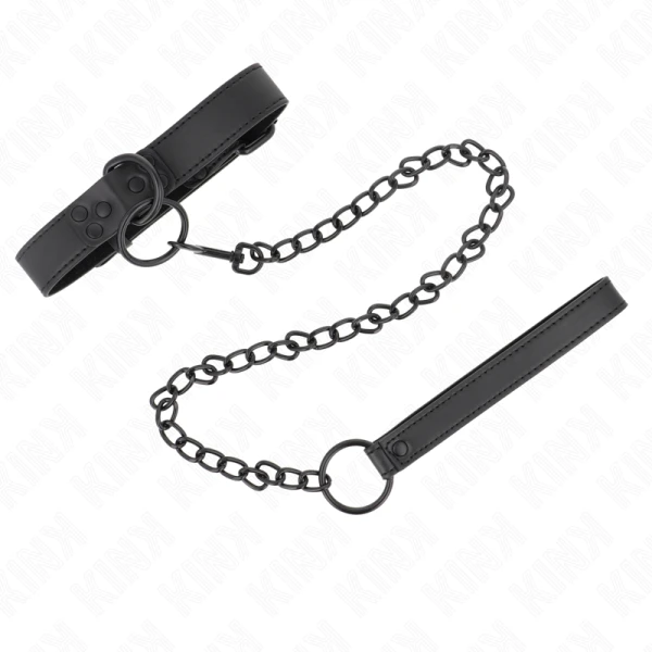 Kink Linnenhalsband met riem voor BDSM-controle, verstelbaar, donker Kink Linnenhalsband met riem voor BDSM-controle, verstelbaar, donker