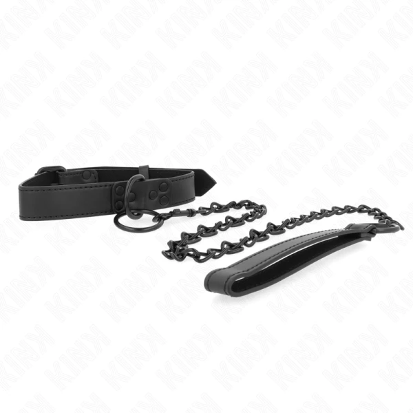 Kink Linnenhalsband met riem voor BDSM-controle, verstelbaar, donker Kink Linnenhalsband met riem voor BDSM-controle, verstelbaar, donker