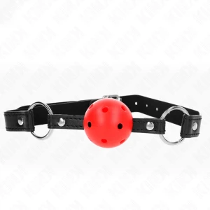 Kink Ball Gag with Red Silicone Ball and Leather Strap