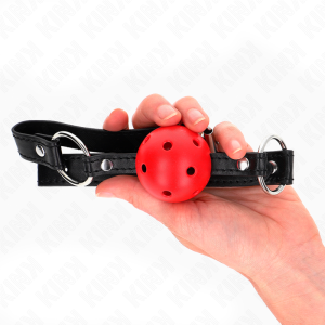 Kink Balgknevel met rode siliconenbal en leren riem Kink Balgknevel met rode siliconenbal en leren riem - Afbeelding 3