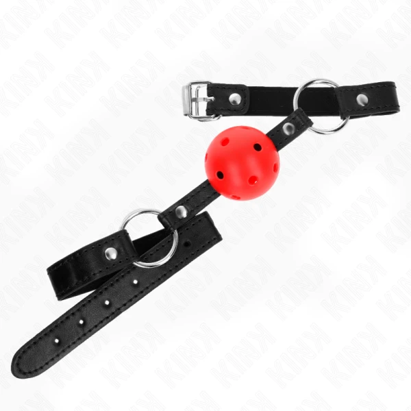 Kink Balgknevel met rode siliconenbal en leren riem