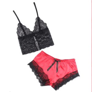 Subblime zijden nachthemd met kantbroek Zwart/Rood S/M Subblime zijden nachthemd met kantbroek Zwart/Rood S/M - Afbeelding 4