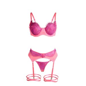 Subblime BH-set met kant en jarretelbanden Roze Paars S/M Subblime BH-set met kant en jarretelbanden Roze Paars S/M - Afbeelding 6
