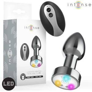Intense Anale plug van metaal met LED en afstandsbediening maat S
