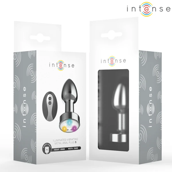Intense Anale plug van metaal met LED en afstandsbediening maat S