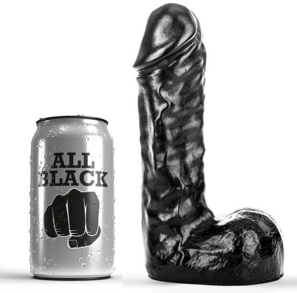 All Black Dildo met natuurlijke vorm, flexibel en veelzijdig