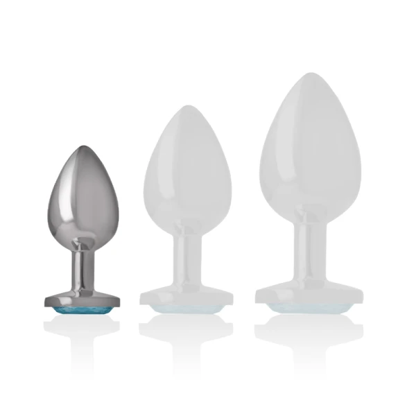 Intense anaalplug met blauw hartjuweel van metaal, maat S Intense anaalplug met blauw hartjuweel van metaal, maat S