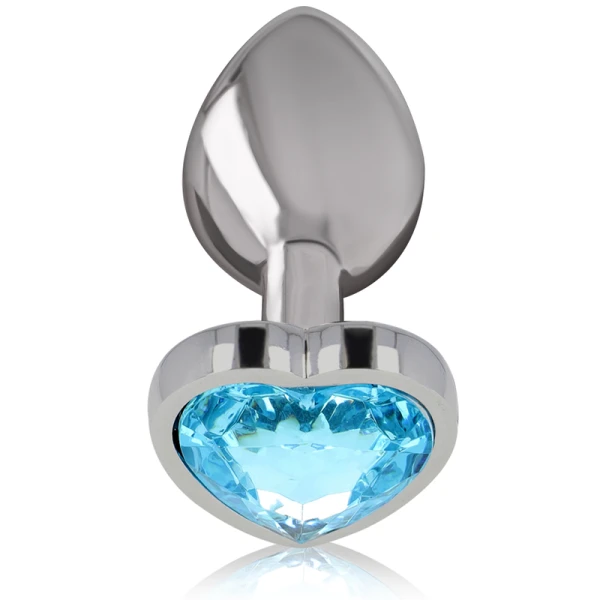 Intense anaalplug van metaal met blauw hart, maat M