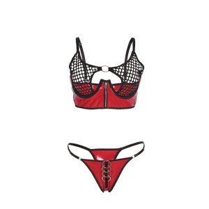 Subblime Rood lakleren net-bh-set met rits S/M Subblime Rood lakleren net-bh-set met rits S/M - Afbeelding 4