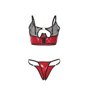 Subblime Rood lakleren net-bh-set met rits S/M Subblime Rood lakleren net-bh-set met rits S/M - Afbeelding 5