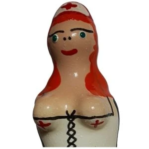 Condomerie Handbeschilderd Nieuwigheidscondoom Verpleegster Roodharig