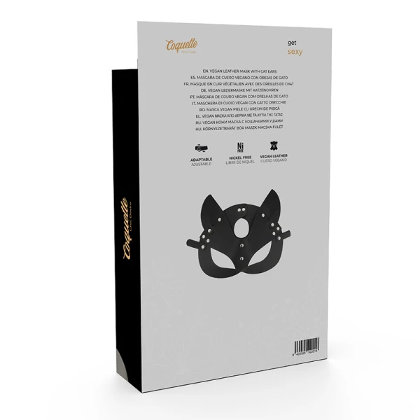Coquette Chic Desire Vegan Leren Masker met Kattenoren voor Fetishspelletjes