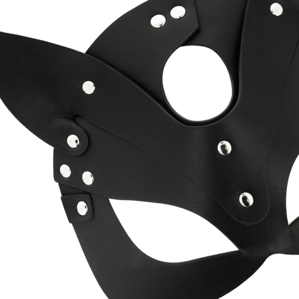Coquette Chic Desire Vegan Leren Masker met Kattenoren voor Fetishspelletjes
