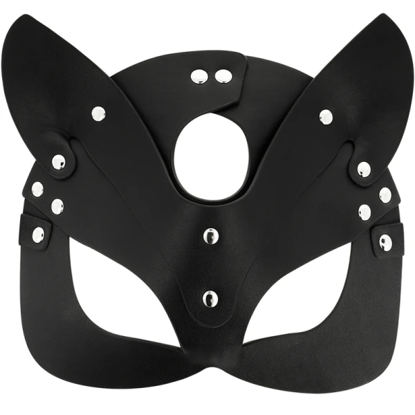 Coquette Chic Desire Vegan Leren Masker met Kattenoren voor Fetishspelletjes