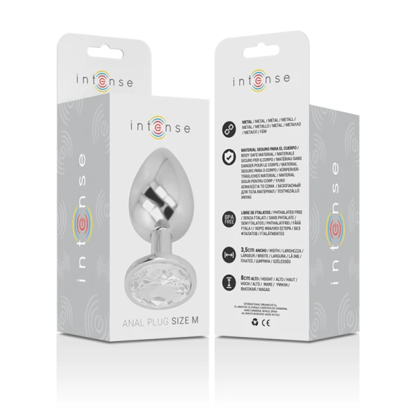 Intense Analplug mit Silberkristall aus Metall, Größe M Intense Analplug mit Silberkristall aus Metall, Größe M