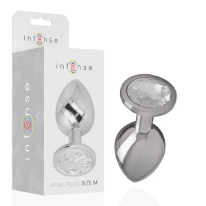 Intense Anal Plug with Silver Crystal Made of Metal, Size M