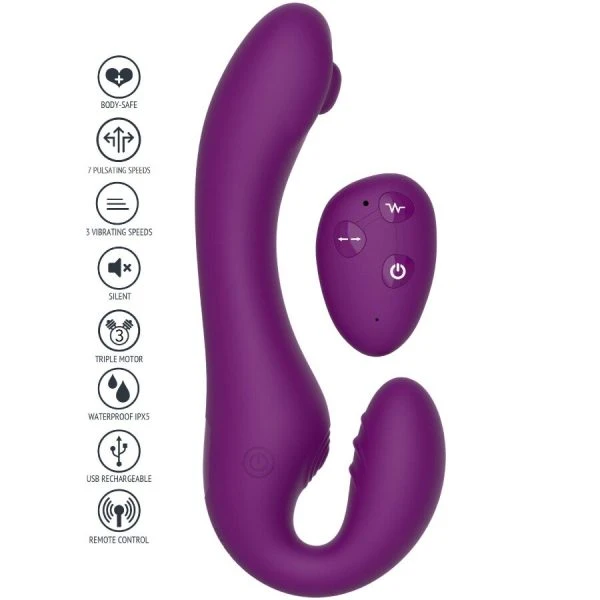 Xocoon Strapless Strap-on Vibrator met Afstandsbediening, 2-in-1, Paars