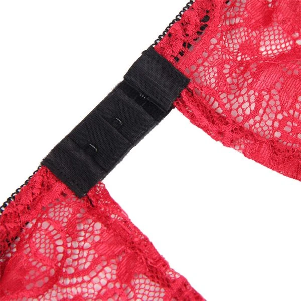 Subblime nachthemd met slipje van zijde en kant Rood S/M