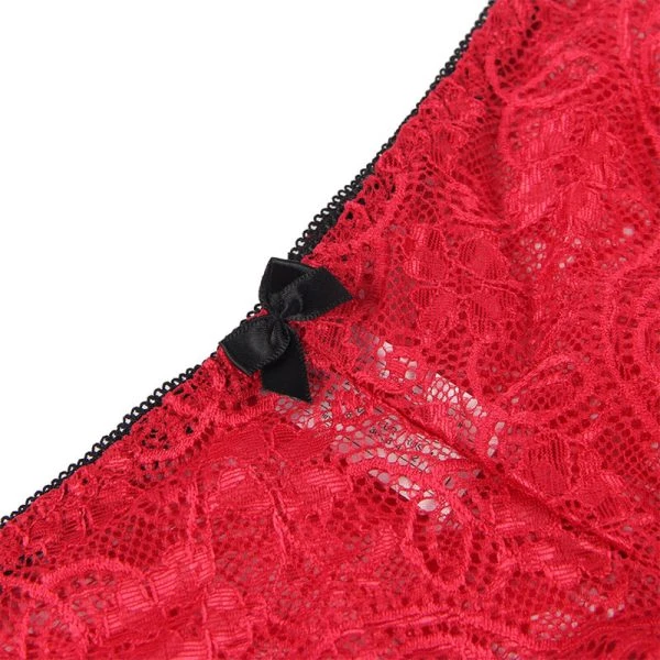 Subblime nachthemd met slipje van zijde en kant Rood S/M