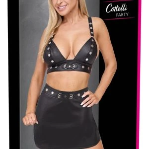 Cottelli PARTY Lederimitat BH-Top und Minirock Set