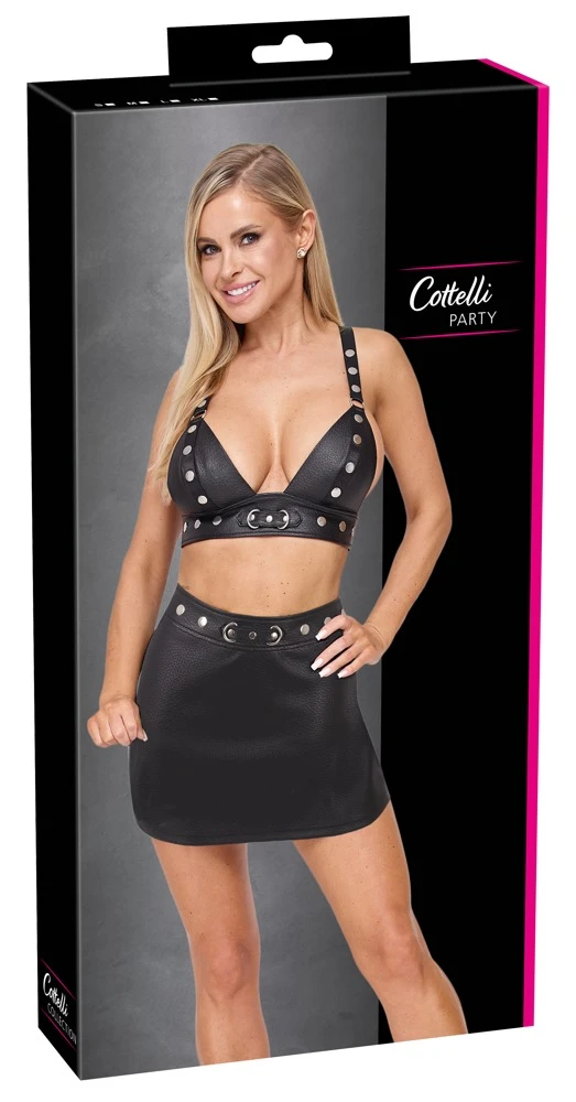 Cottelli PARTY Lederimitat BH-Top und Minirock Set