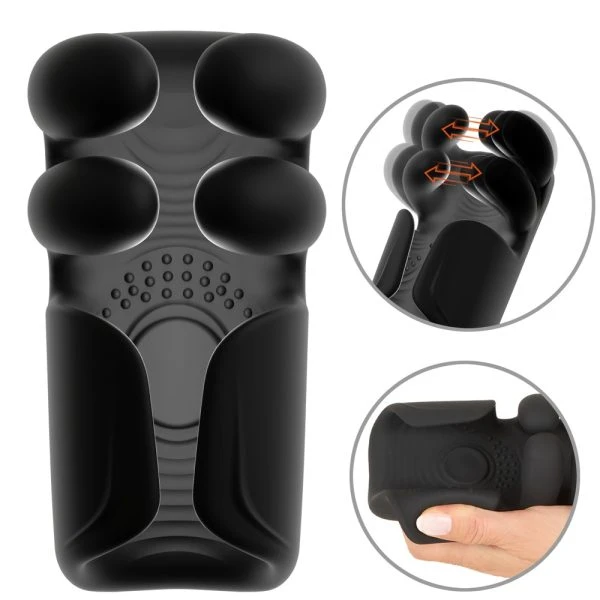 Rebel Masturbator mit Pulsation, Vibration und Greifmassage, Silikon, schwarz Rebel Masturbator mit Pulsation, Vibration und Greifmassage, Silikon, schwarz